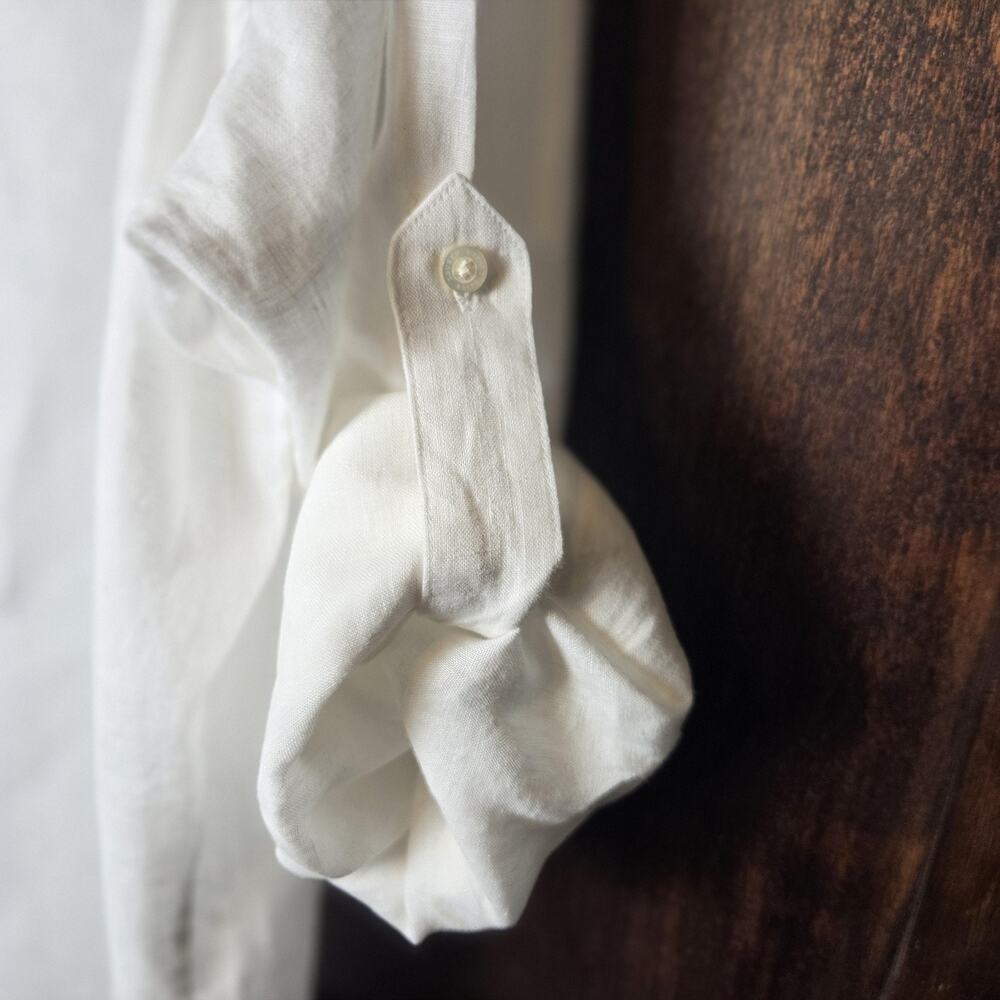 Lauren Ralph Lauren Shirt Womens XXL White Linen Button Up Roll Tab Long Sleeve - Picture 4 of 9